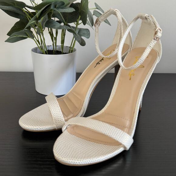 Lulu's | Loveliness White Lizard Strap Heels - Picture 3 of 8